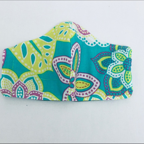 FACE MASK 💯 % COTTON YELLOW AQUA PINK BACKGROUND - Picture 9 of 13